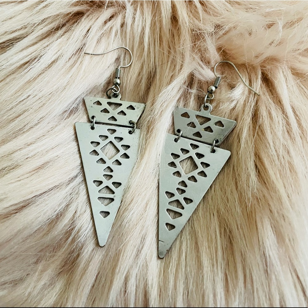 Brass geometric dangle earrings